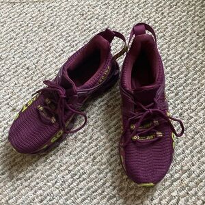 Just So So women’s letter graphic wine red/ lime casual sneakers size 39 (8.5).